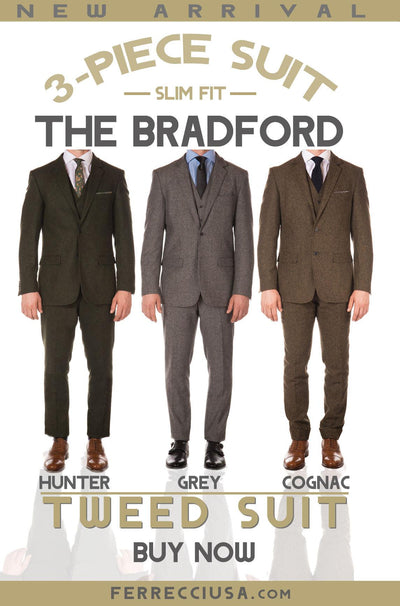 New Arrival - THE BRADFORD - 3 Piece Slim Fit Tweet Suit