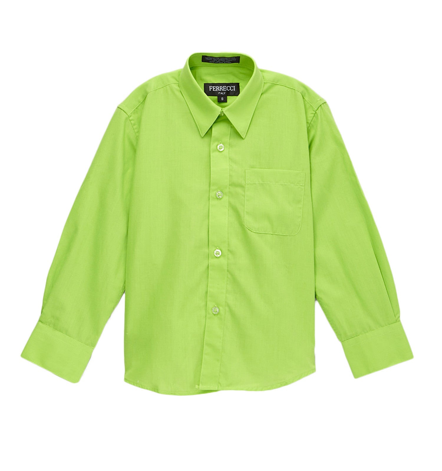 Ferrecci Boys Cotton Blend Lime Green Dress Shirt Lime Green / 14
