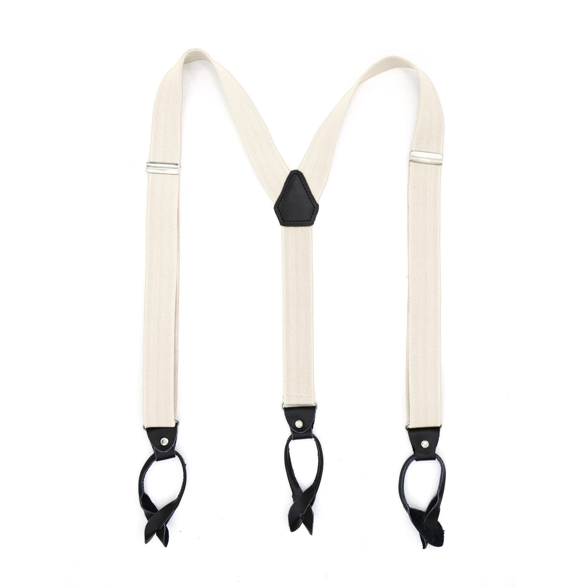 Off White Unisex Button End Suspenders display picture 3