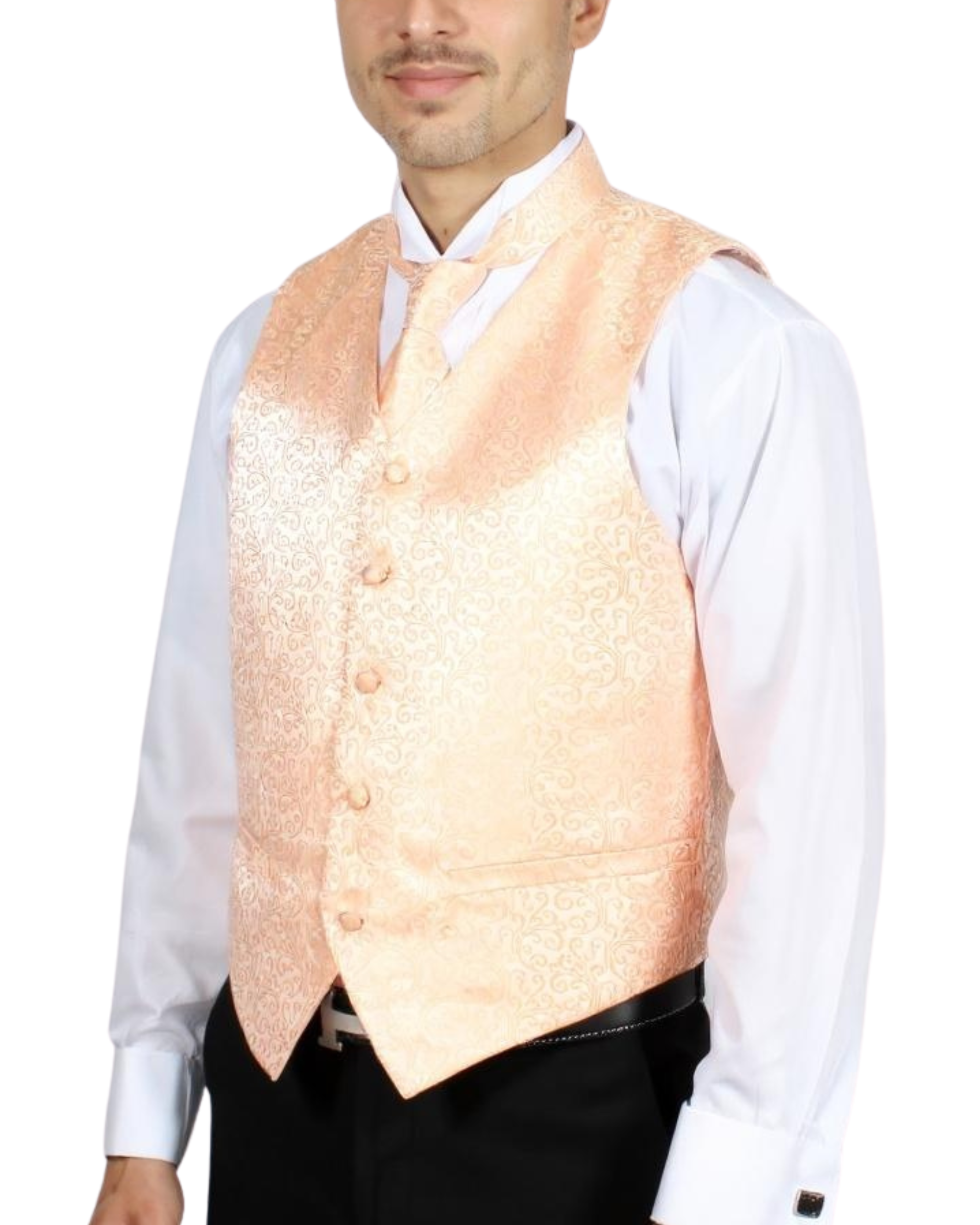 Ferrecci Mens PV50-7 Peach with Cream Back Vest Set – Ferrecci USA