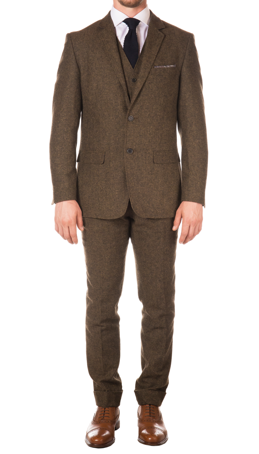 Bradford Cognac Slim Fit 3 Piece Tweed Suit