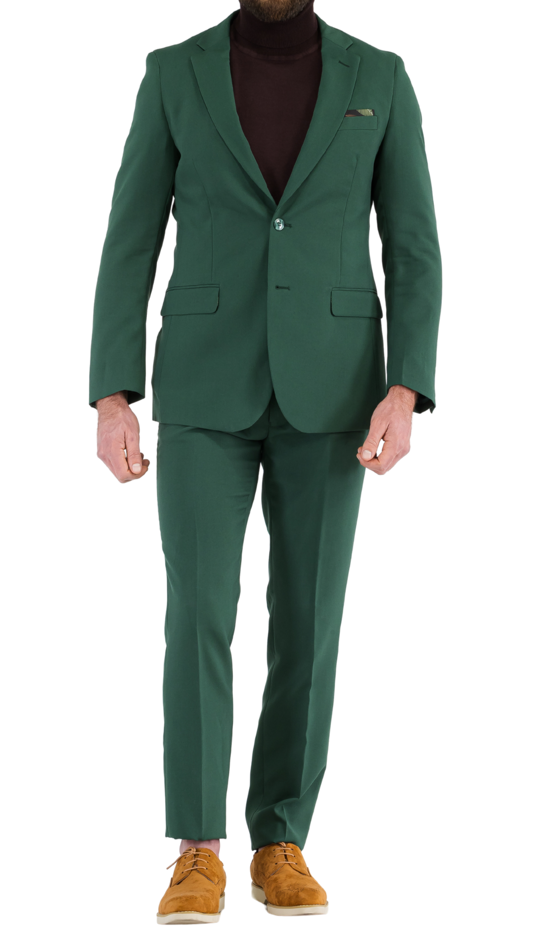 Paul Lorenzo Mens Hunter Green Slim Fit Piece Suit