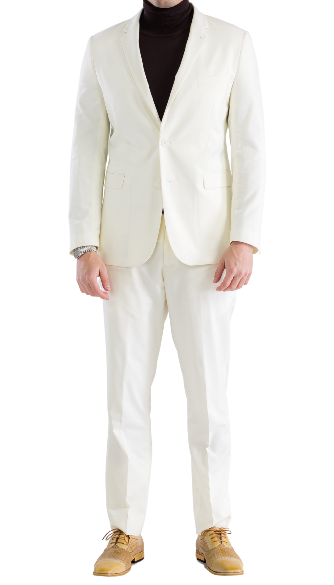 Oslo Off White Slim Fit Notch Lapel 2 Piece Suit Off White / 40L