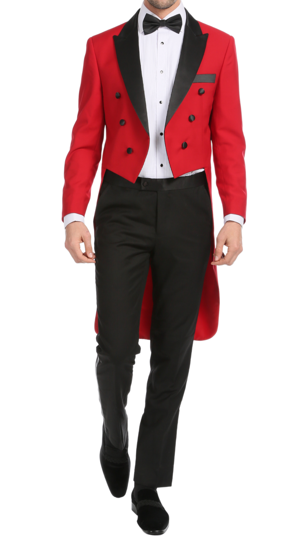 Men's Regular Fit Peak Lapel Red Tailcoat Tuxedo Set