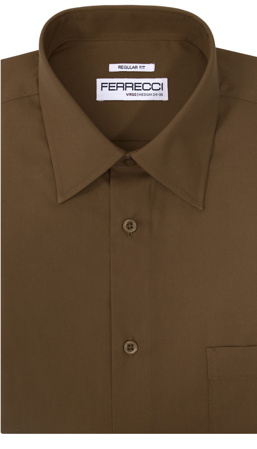 Ferrecci Virgo Brown Regular Fit Dress Shirt 17 XL 34-35 Sleeve