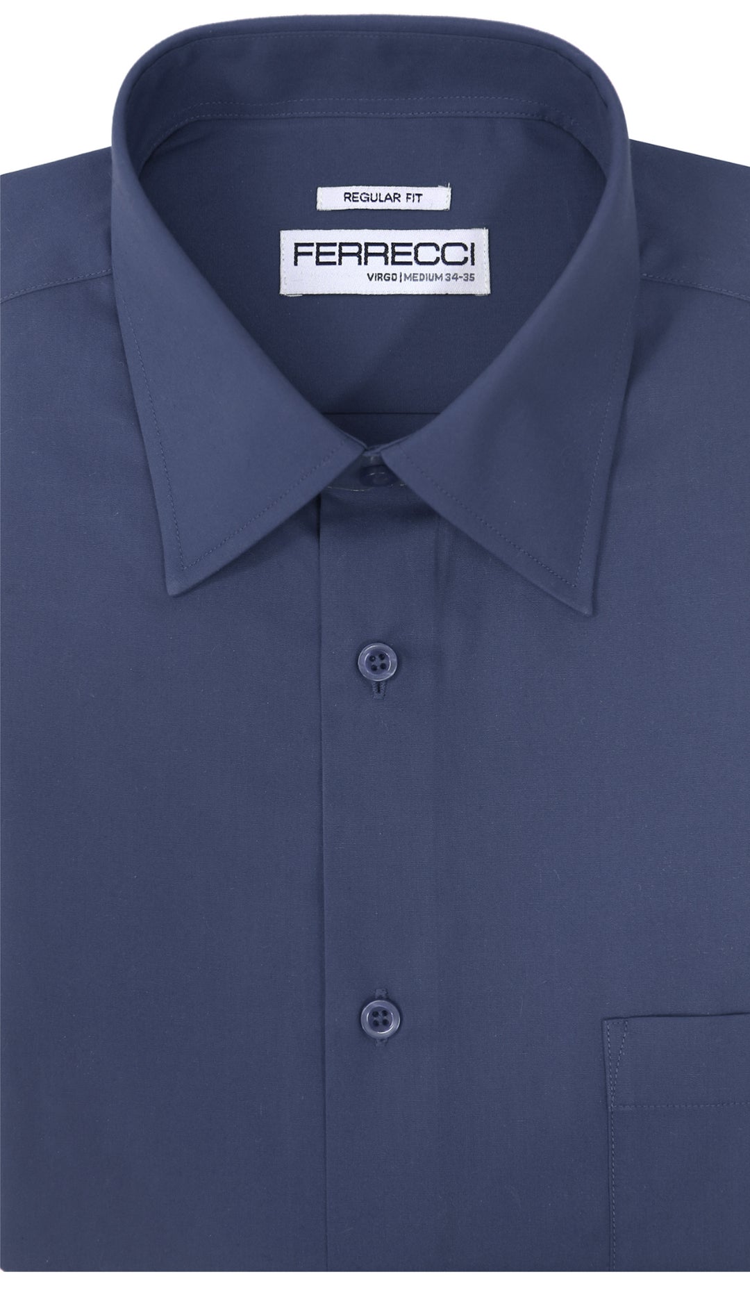 Ferrecci Virgo Navy Regular Fit Dress Shirt 15 Medium 32-33 Sleeve