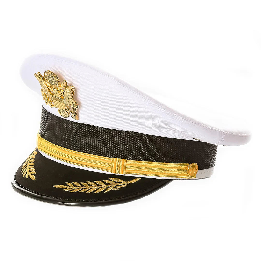 White Military Cadet Captain Sailor Hat XLarge