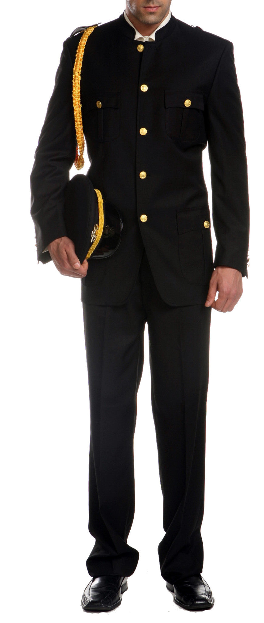 Ferrecci Mens Black Military Cadet Uniform 56L/50W Ferrecci Mens Black Military Cadet Uniform 56L/50W