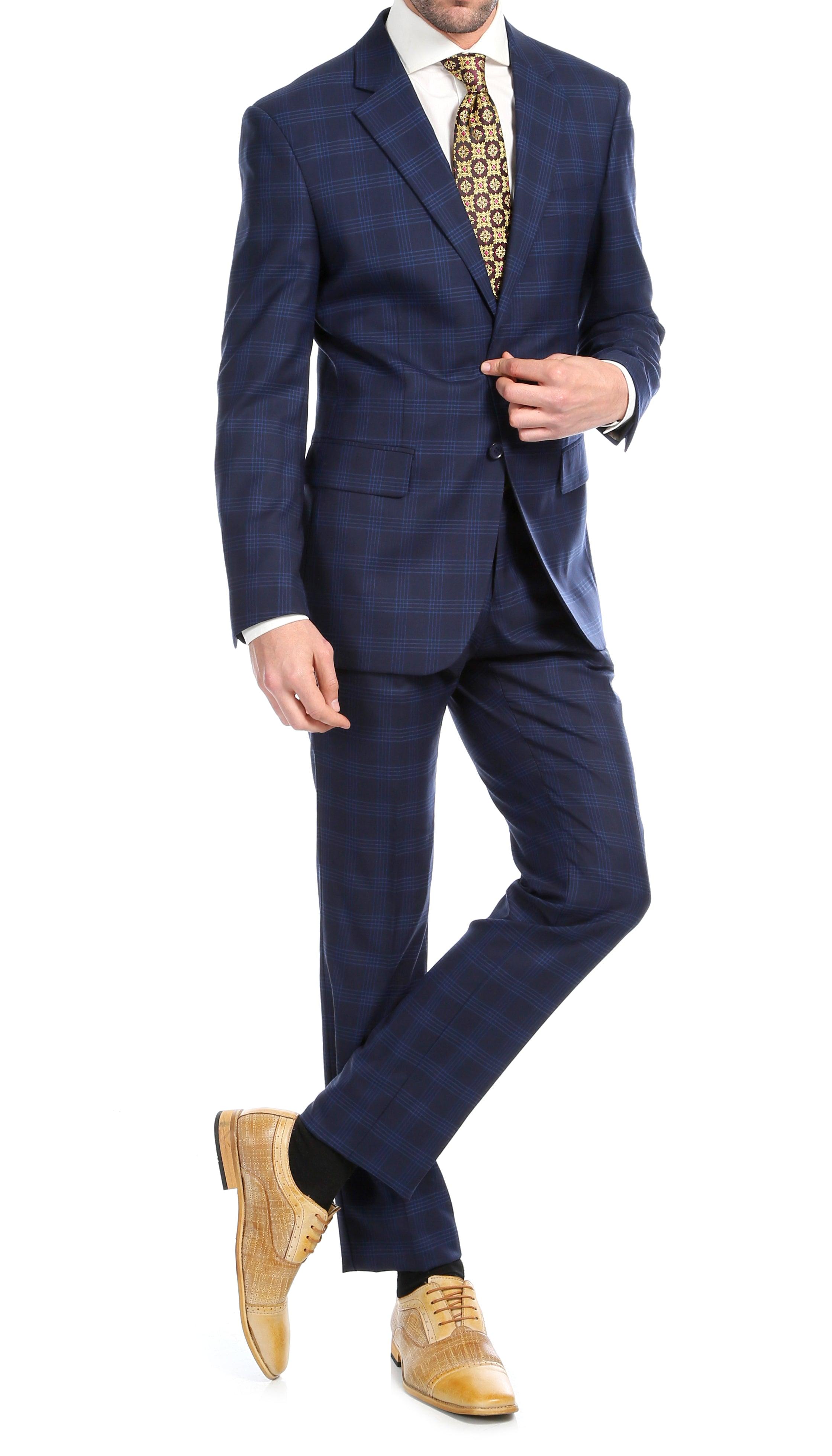 Navy Blue Plaid Mens Plaid Suit Pants Plaid Suit Pants Men's Wearhouse