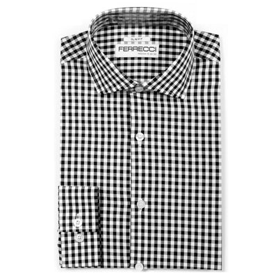 Black Gingham Check Slim Fit Shirt - Ferrecci USA 