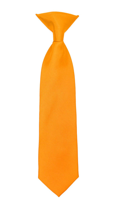 Boys 13" Premium Orange Clip On Necktie - Ferrecci USA 