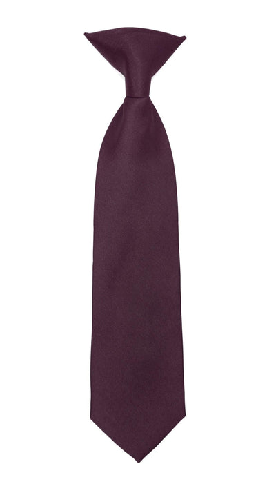 Boys 13" Premium Plum Clip On Necktie - Ferrecci USA 