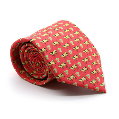 Cash Cow Red Necktie with Handkerchief Set - Ferrecci USA 