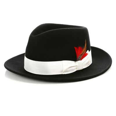 Crushable Fedora Hat in Black With White Band - Ferrecci USA 