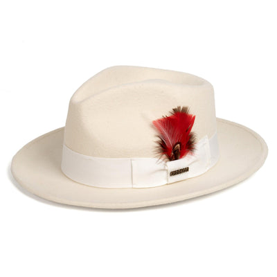 Crushable Off-White 100% Australian Wool Fedora Hat - Ferrecci USA 