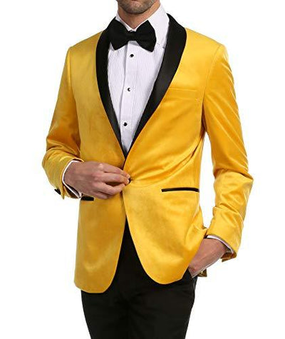 Enzo Gold Slim Fit Velvet Shawl Tuxedo Blazer for Men - Ferrecci USA 
