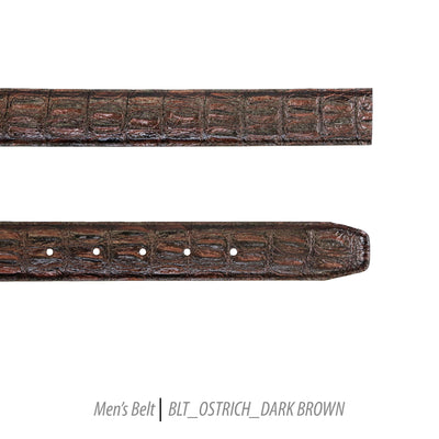 Ferrecci Mens 100% Genuine Leather Dark Brown Belt w/Ostrich Top - One size Fits All - Ferrecci USA 