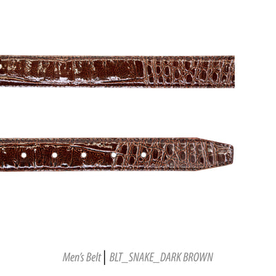 Ferrecci Mens 100% Genuine Leather Dark Brown Belt w/Snake Top - One size Fits All - Ferrecci USA 