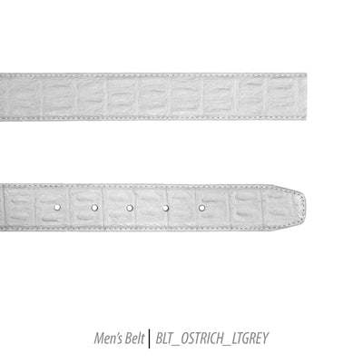 Ferrecci Mens 100% Genuine Leather Lite Grey Belt w/Ostrich Top - One size Fits All - Ferrecci USA 