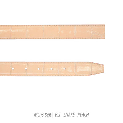 Ferrecci Mens 100% Genuine Leather Peach Belt w/Snake Top - One size Fits All - Ferrecci USA 