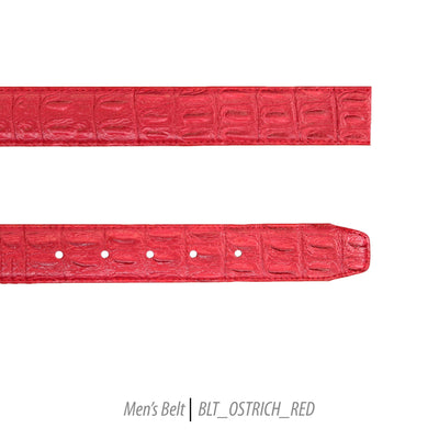 Ferrecci Mens 100% Genuine Leather Red Belt w/Ostrich Top - One size Fits All - Ferrecci USA 