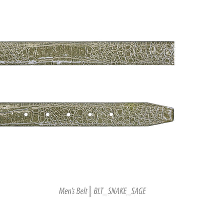 Ferrecci Mens 100% Genuine Leather Sage Belt w/Snake Top - One size Fits All - Ferrecci USA 