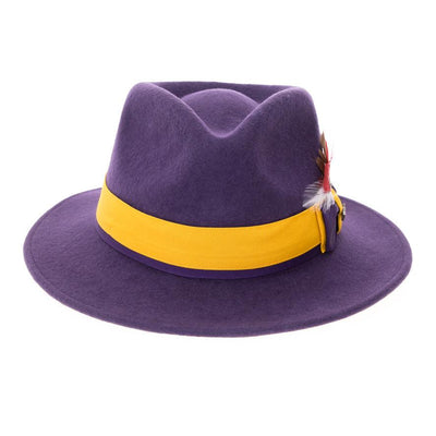 Grayson Fedora Crushable 100 % Australian Wool Traveler Two Tone Purple And Gold Bottom Hat - Ferrecci USA 