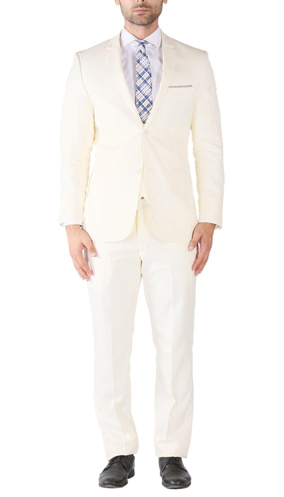 Hart 3pc Slim Fit Winter White Suit - Ferrecci USA 