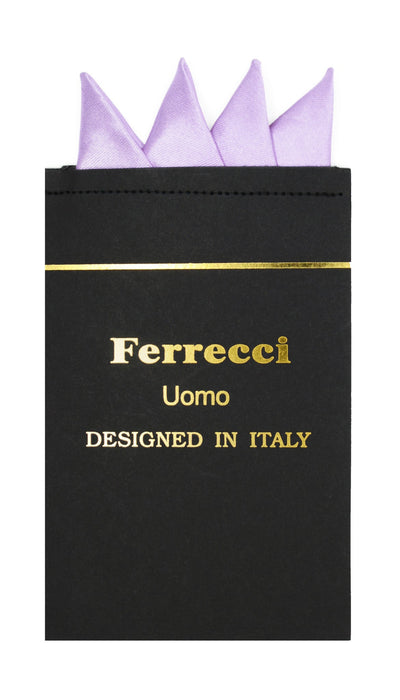 Pre-Folded Microfiber Light Lavender Handkerchief Pocket Square - Ferrecci USA 