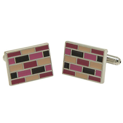 Silvertone Square Pink Cufflinks with Jewelry Box - Ferrecci USA 