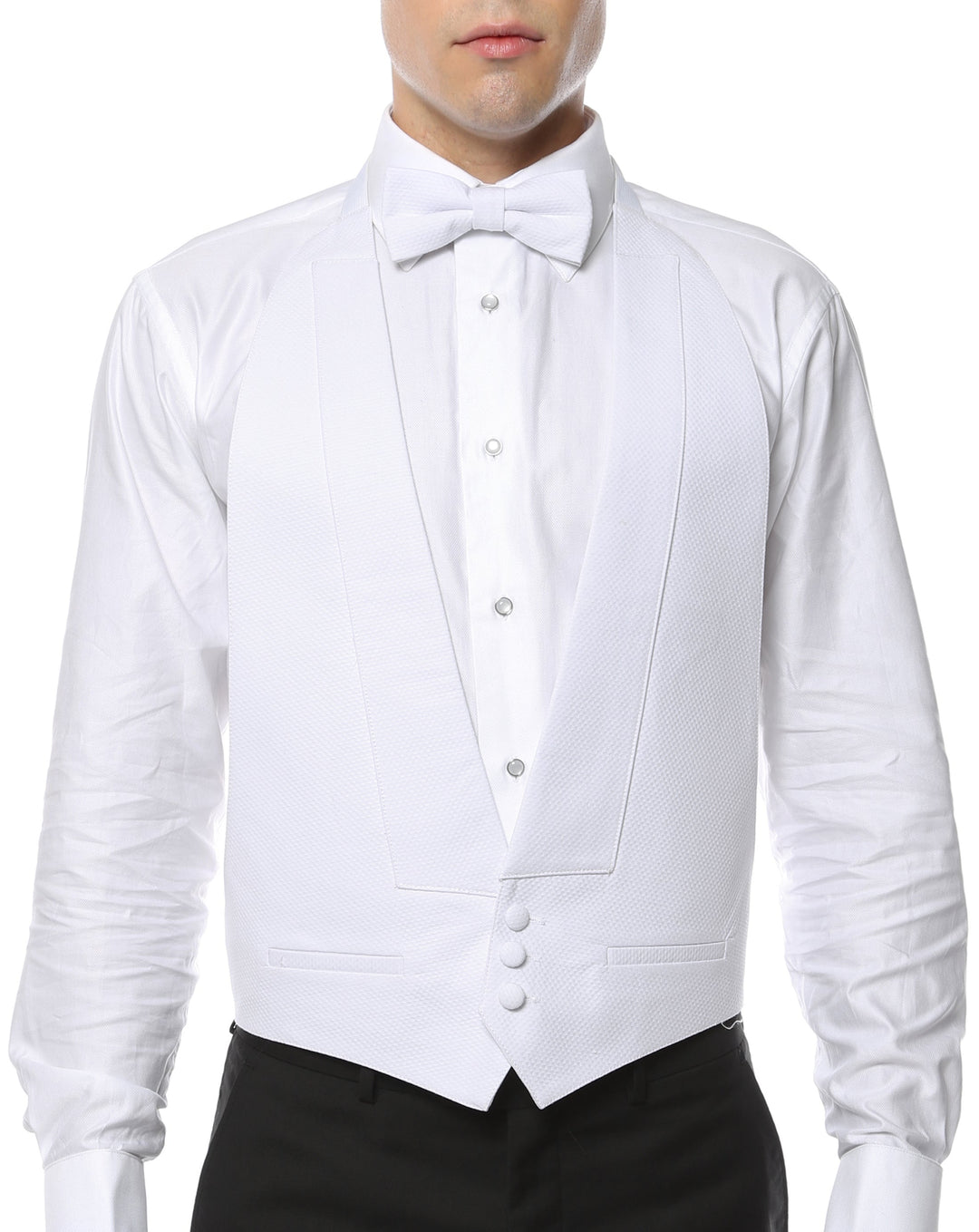 Ferrecci Dart cotton pique tuxedo vest — front view
