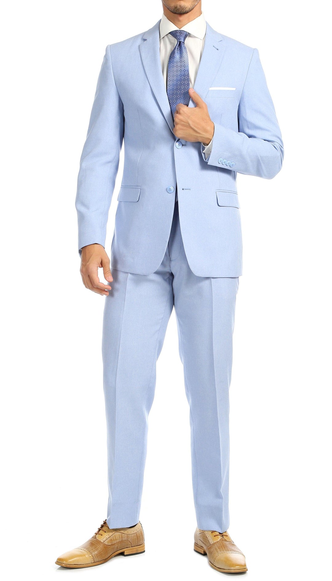 Paul Lorenzo men's sky blue slim fit 2-piece suit