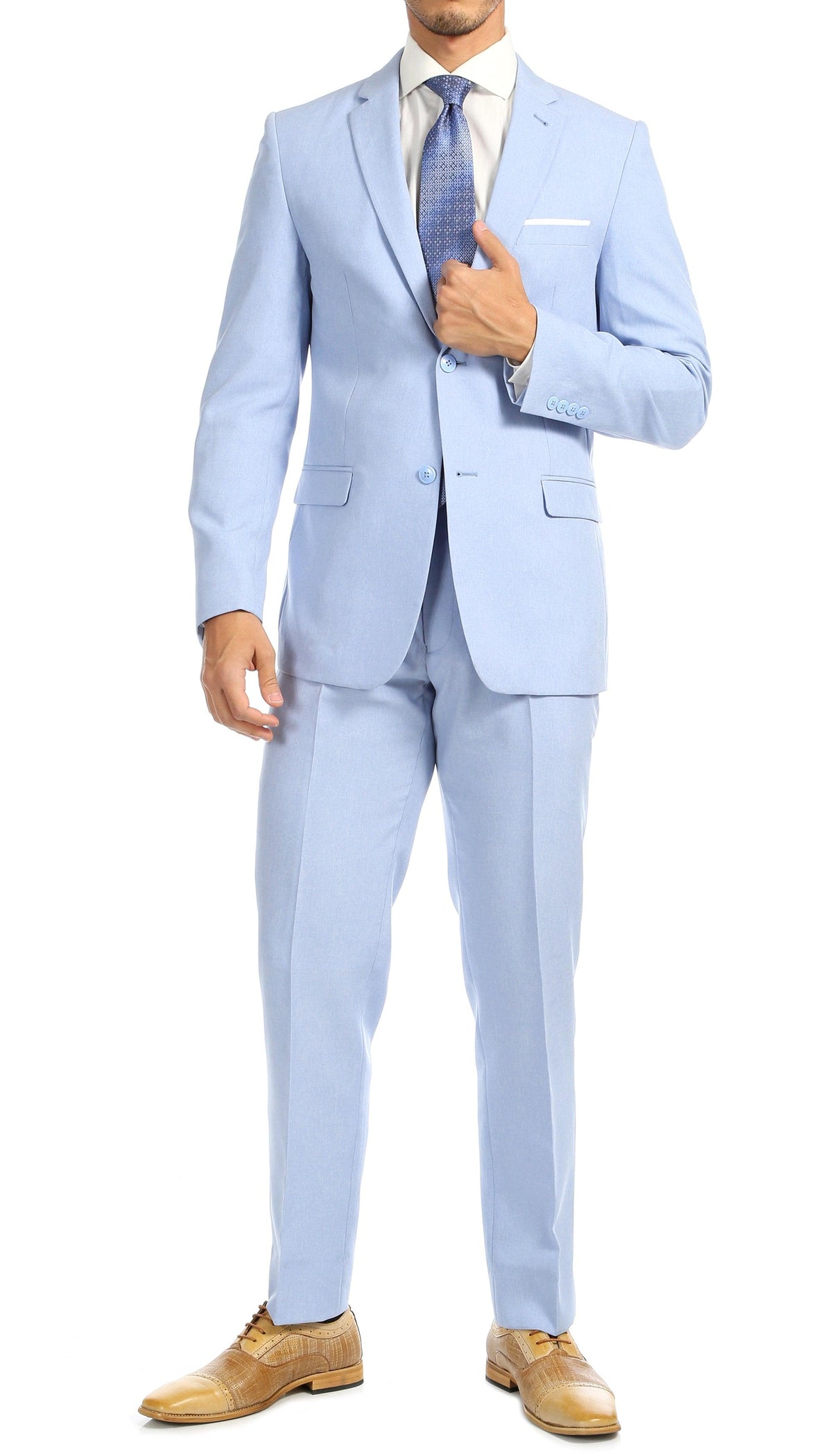 Paul Lorenzo men's sky blue slim fit 2-piece suit