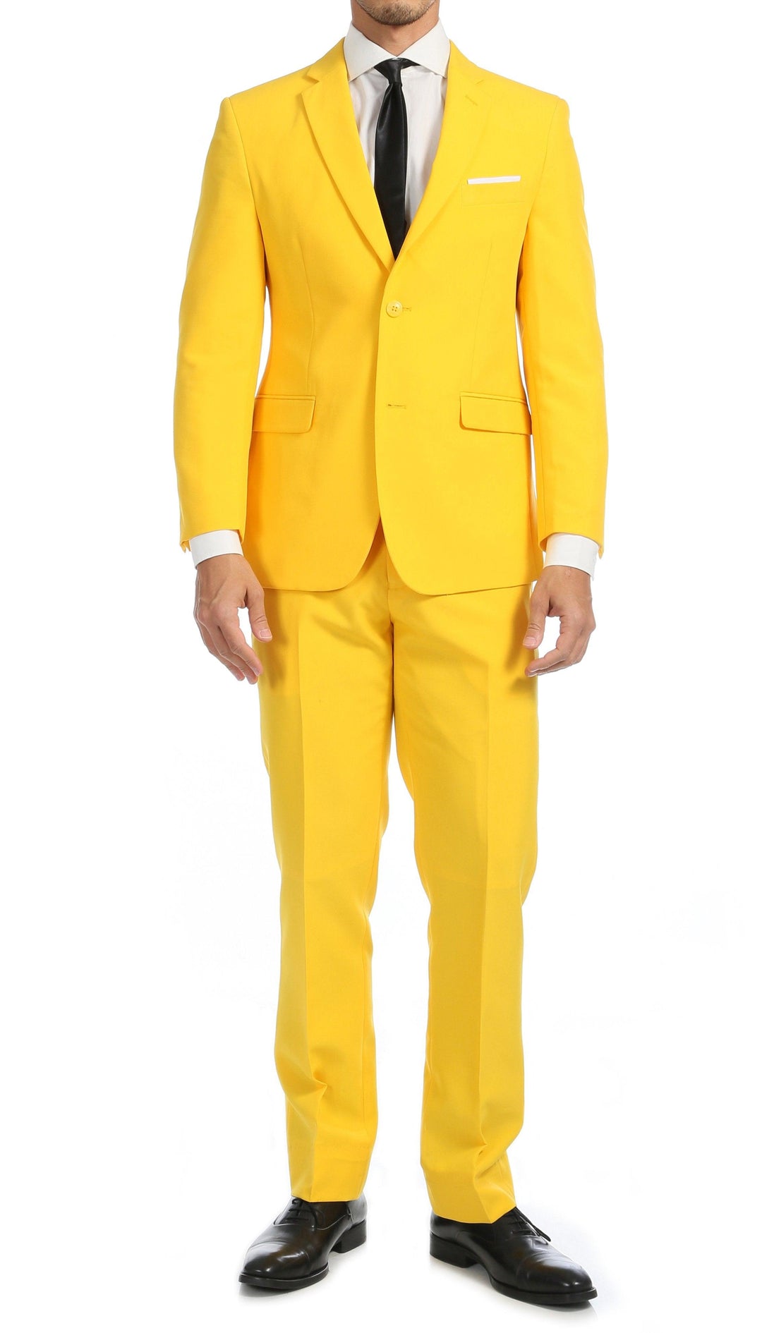 Paul Lorenzo men's yellow slim fit 2-piece suit