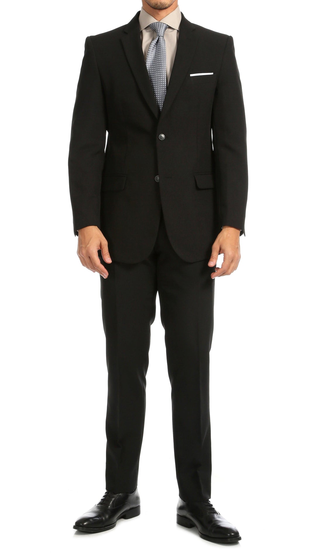 Paul Lorenzo men's black slim fit 2-piece suit
