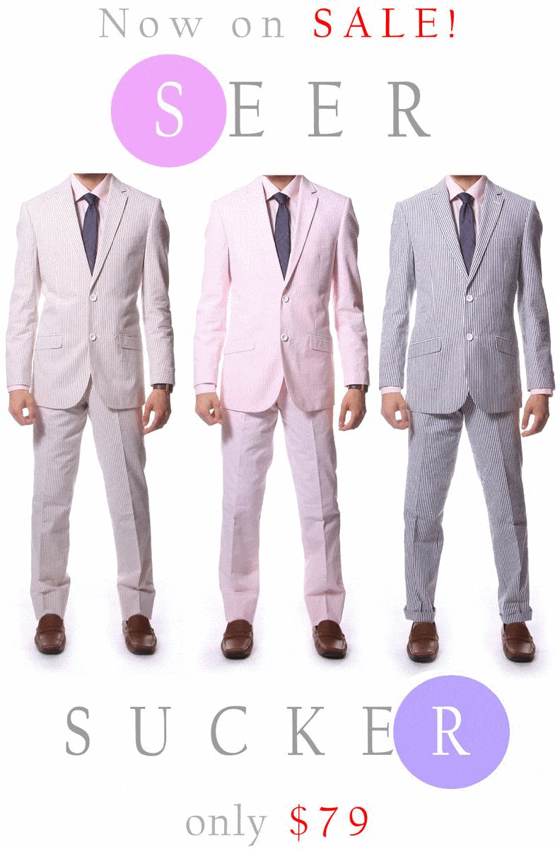 Seersucker suits are perfect for the summer heat. - Ferrecci USA 
