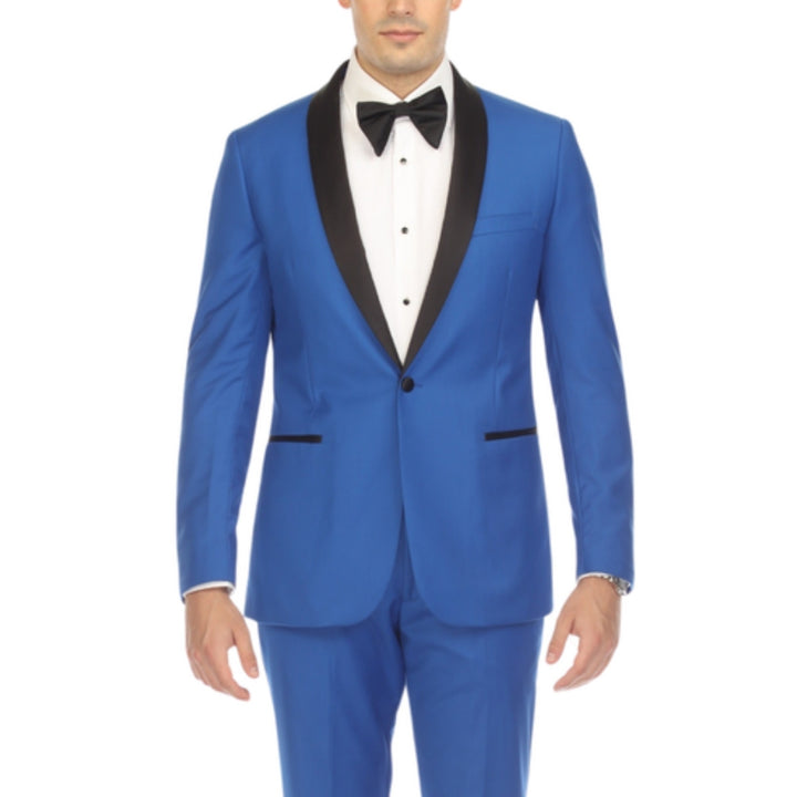 Ferrecci Reno Royal Blue Slim Fit Shawl Lapel Tuxedo - front close-up