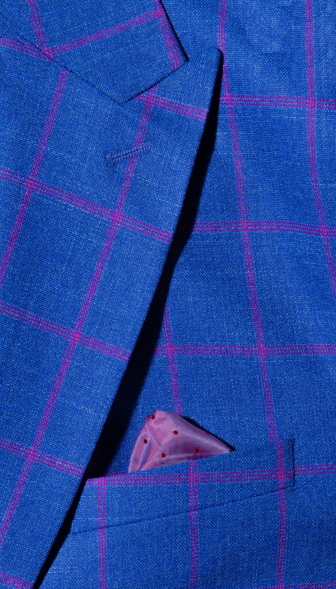 The Kingston Mens Blue Checker Slim Fit 3 Piece Suit