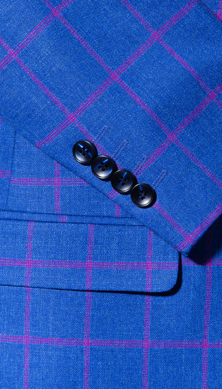 The Kingston Mens Blue Checker Slim Fit 3 Piece Suit