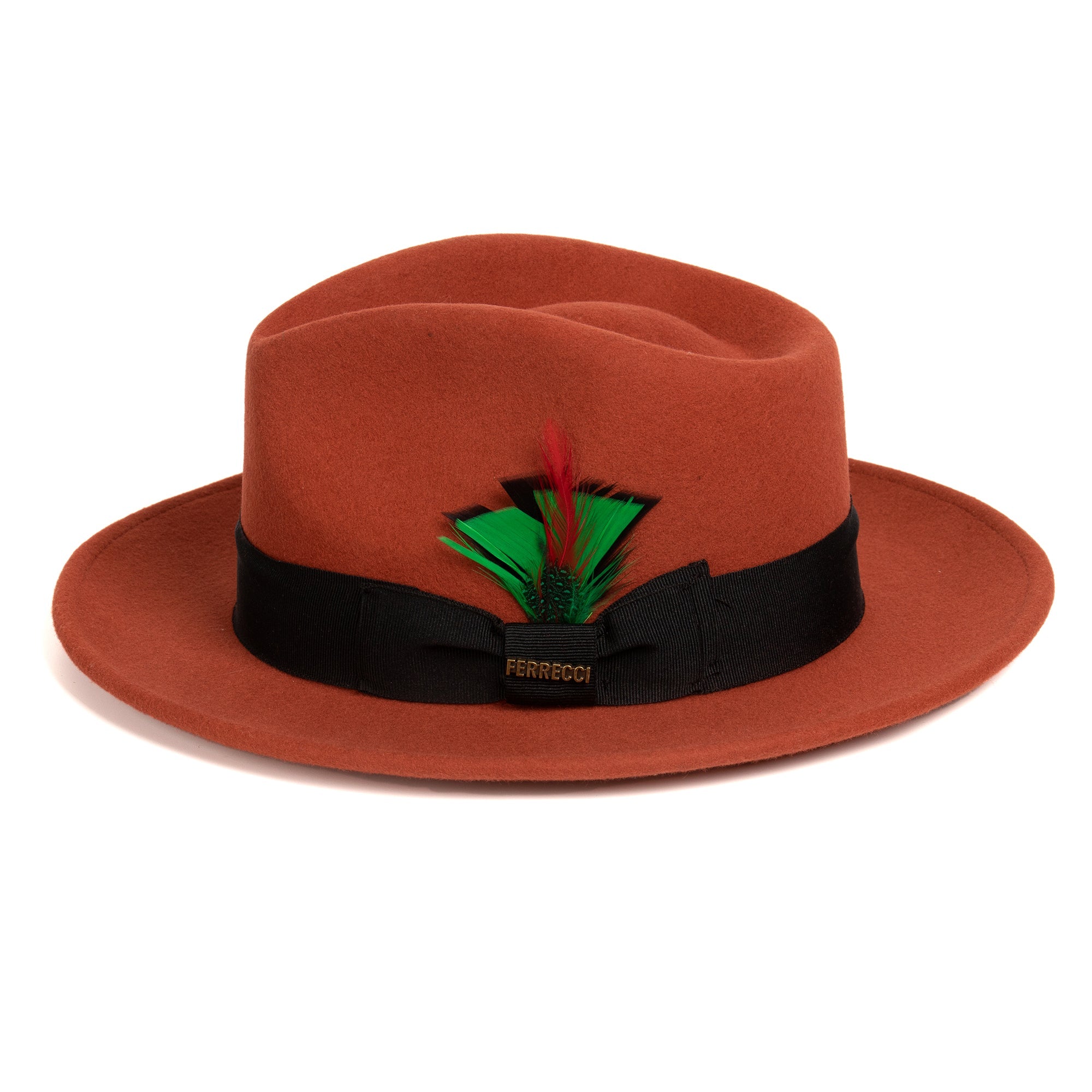 BRIXTON - Rust Orange Ribbon Brim Hat Fedora - SMALL FREEBIRD STORES - NELSON main image 4