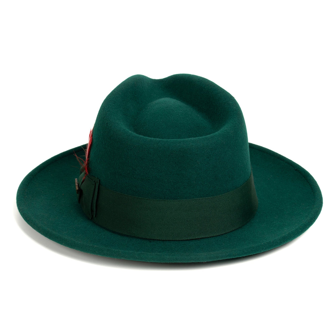 Crushable Hunter Green 100% Australian Wool Fedora Hat display picture 1