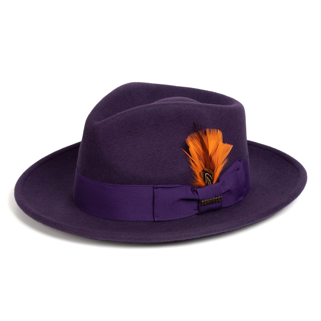 Crushable Purple 100% Australian Wool Fedora Hat display picture 1