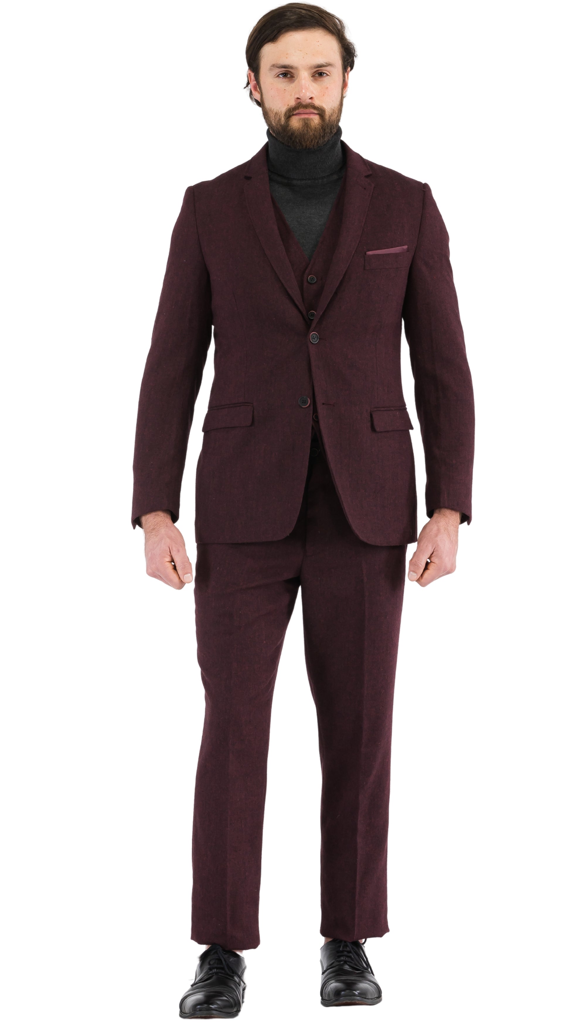 Bradford Burgundy Slim Fit Piece Tweed Suit