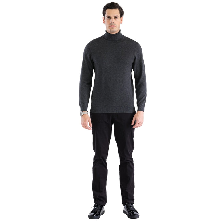 MENS CHARCOAL PULLOVER TURTLENECK SWEATER