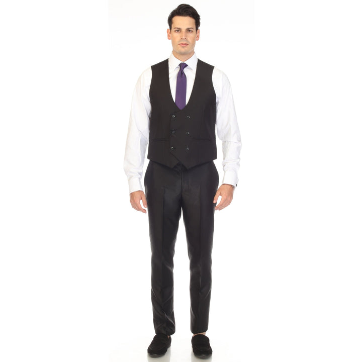 Ferrecci Cruz Mens Double Breasted Black Vest — detail view