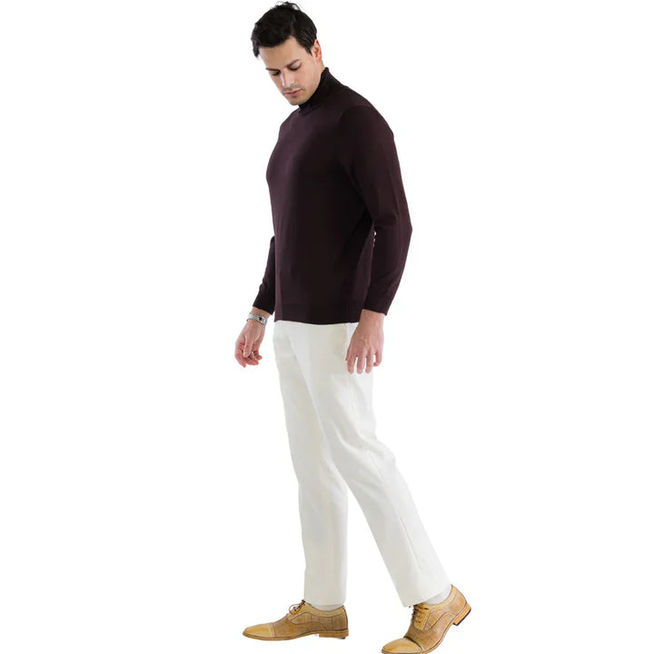 MENS BROWN PULLOVER TURTLENECK SWEATER