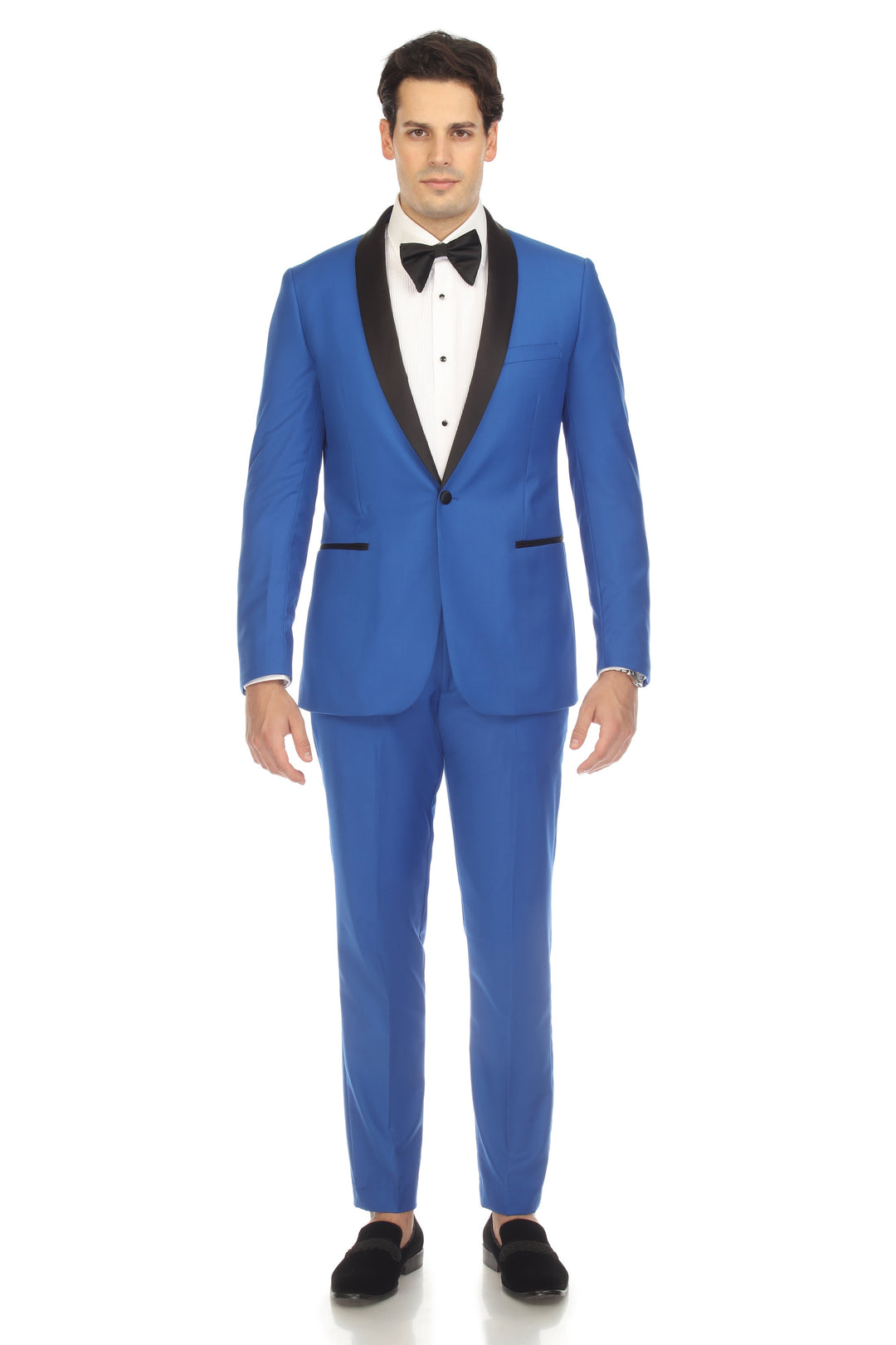 marshalls blue and white dress Ferrecci Men's Reno Royal Blue Slim Fit Shawl Lapel 2 Piece Tuxedo Suit Set 50 Regular / 44 Waist