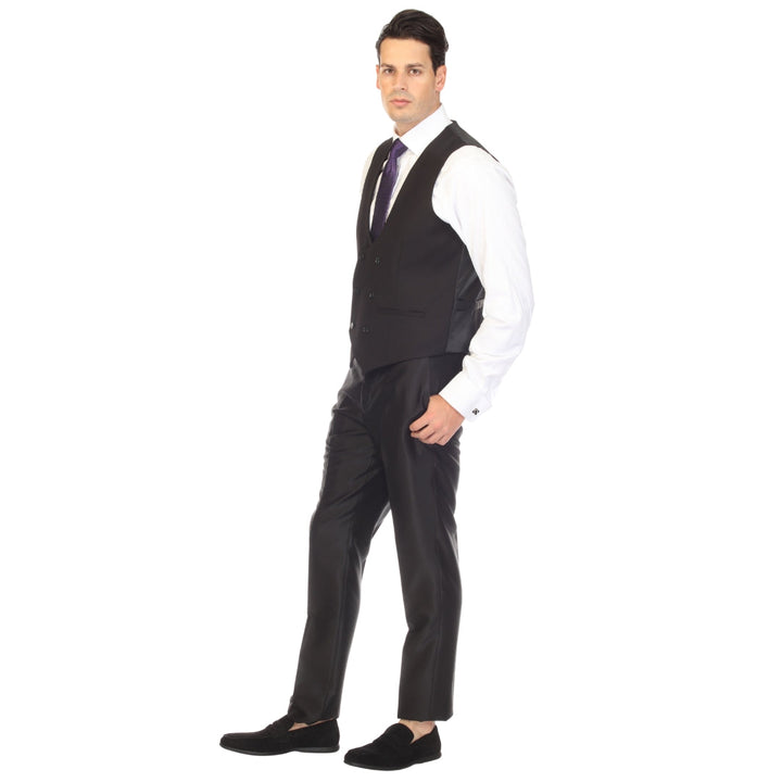 Ferrecci Cruz Mens Double Breasted Black Vest — back view