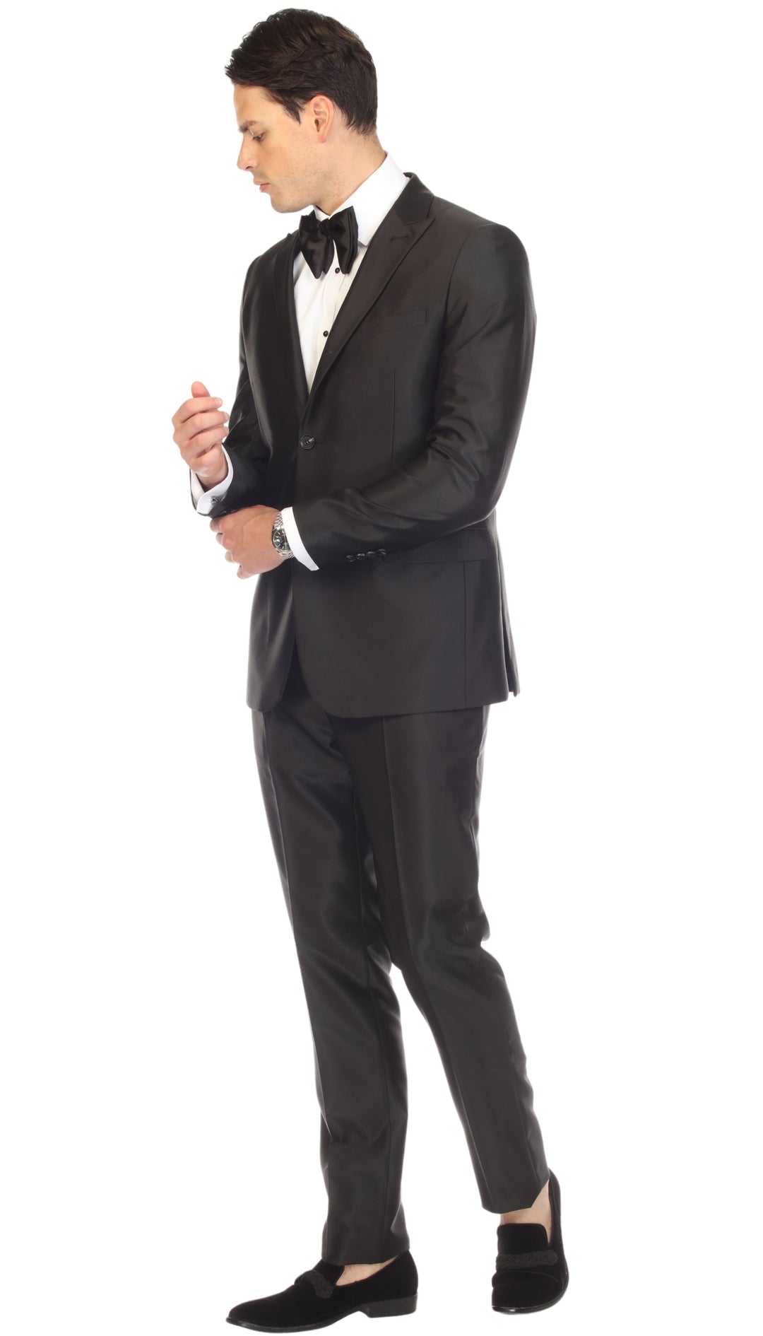 Oxford Black Sharkskin Slim Fit 2 Piece Suit