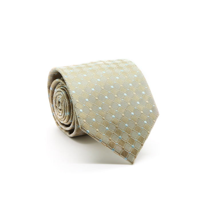 Ferrecci Mens Beige Diamond Necktie with Handkerchief Set - FHYINC best men&